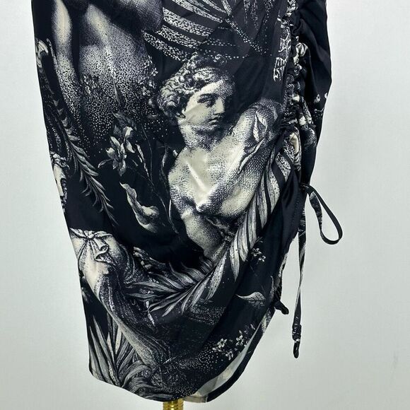 NEW Current Mood Laws Of Nature Monochrome Renaissance Ruched Mini Dress Large - Picture 7 of 11